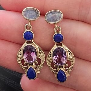 Nicky Butler Silver and Blue-Purple Earrings